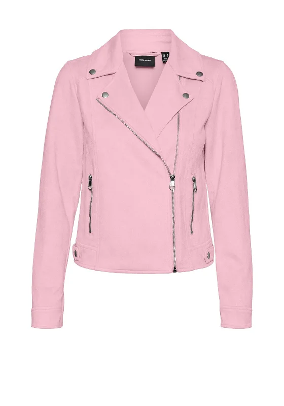 Exclusive Savings This Week!Vero Moda Jose Faux Suede Biker Jacket, Parfait Pink