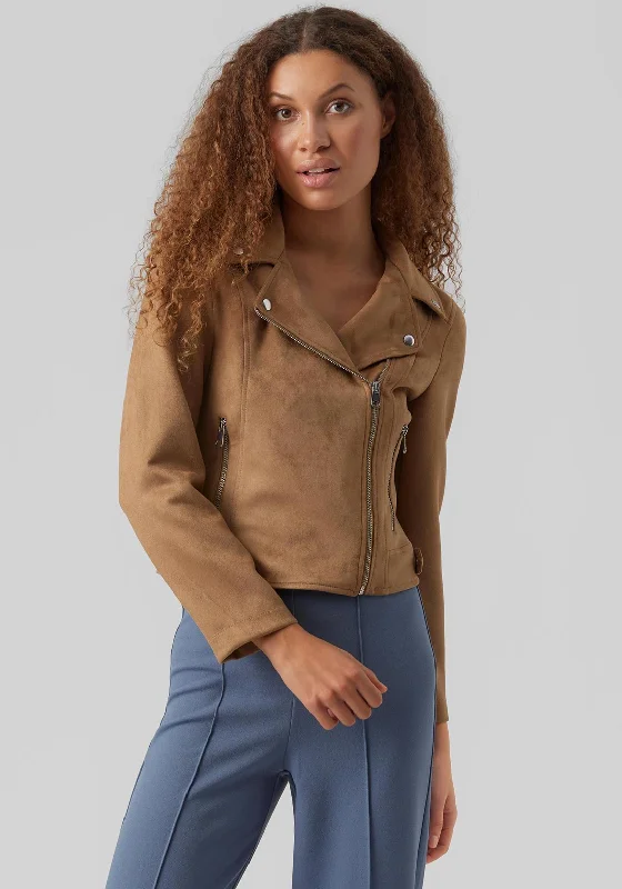 Save Up to 50% Off!Vero Moda Jose Faux Suede Biker Jacket, Tigers Eye