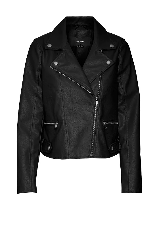 Shop Early, Save Big!Vero Moda Nicole Leather Coated Biker Jacket, Black