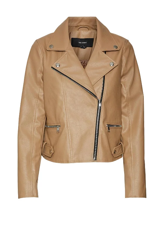 Your Favorite Sale is Back!Vero Moda Nicole Leather Coated Biker Jacket, Camel