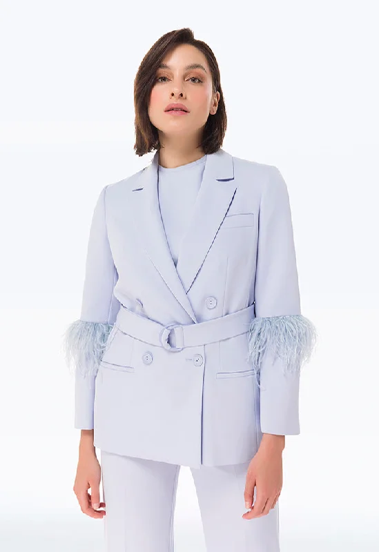 Get the Best for Less!Feathered Sleeve Double Breasted Blazer