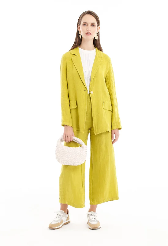 Unbeatable Prices!Solid Linen Front Pocket Blazer