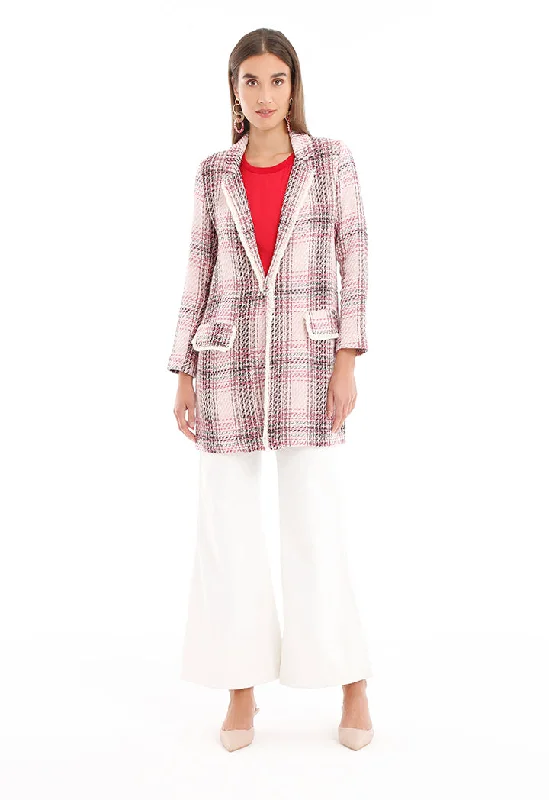 Steals and Deals Await!Knitted Feather Hemed Blazer