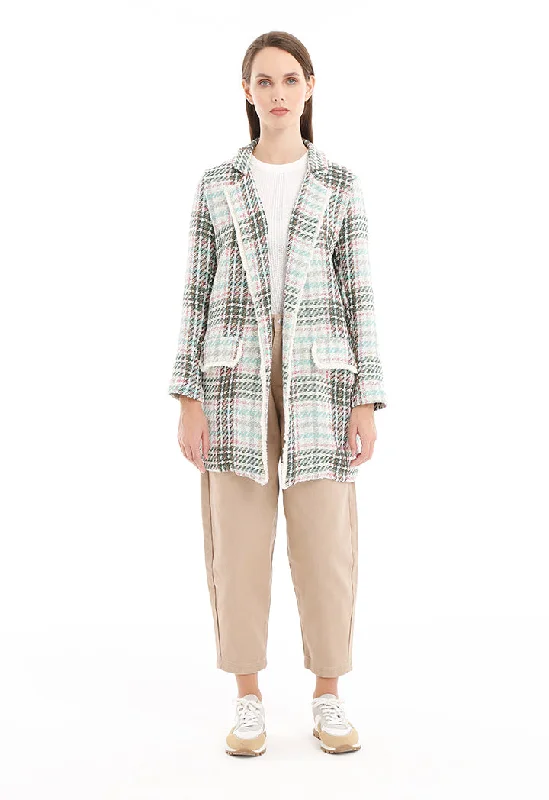 Grab Yours Before It’s Too Late!Knitted Feather Hemed Blazer