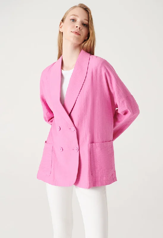Crazy Discounts Inside!Double Breasted Textured Solid Blazer