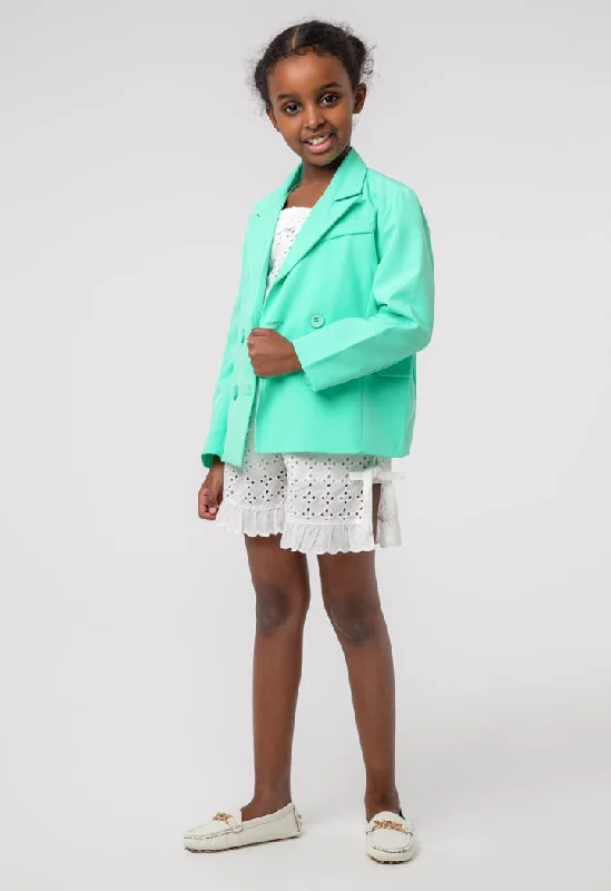 Get More, Spend Less – Shop Now!Girls Solid Double Breasted Blazer