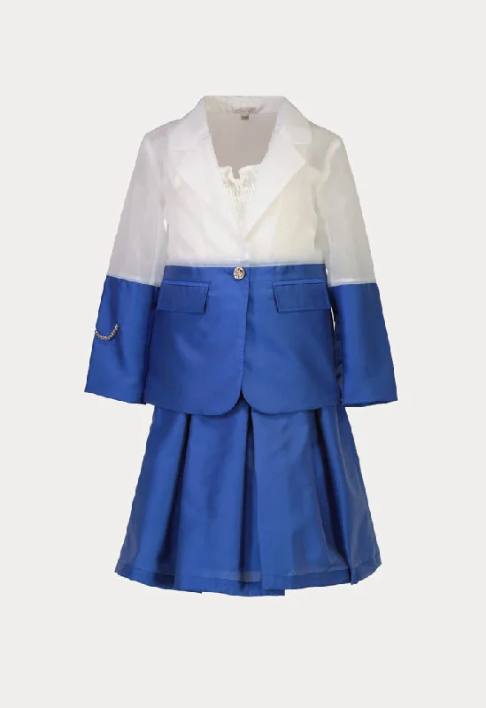 Lowest Prices Guaranteed!Pleated Organza Sheer Smoke Blouse And Skirts Set