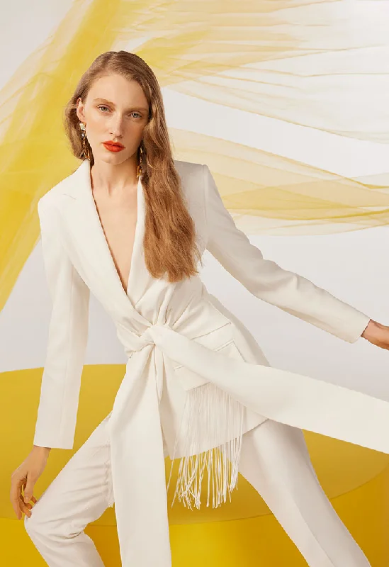 Best Deals Just for You!Twisted Front Fringed Blazer
