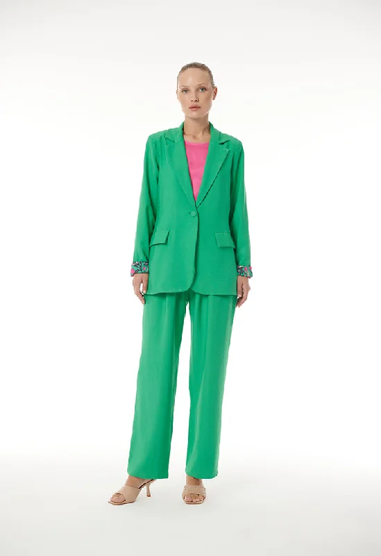 Buy More, Save More!Printed Hem Lapel Solid Blazer