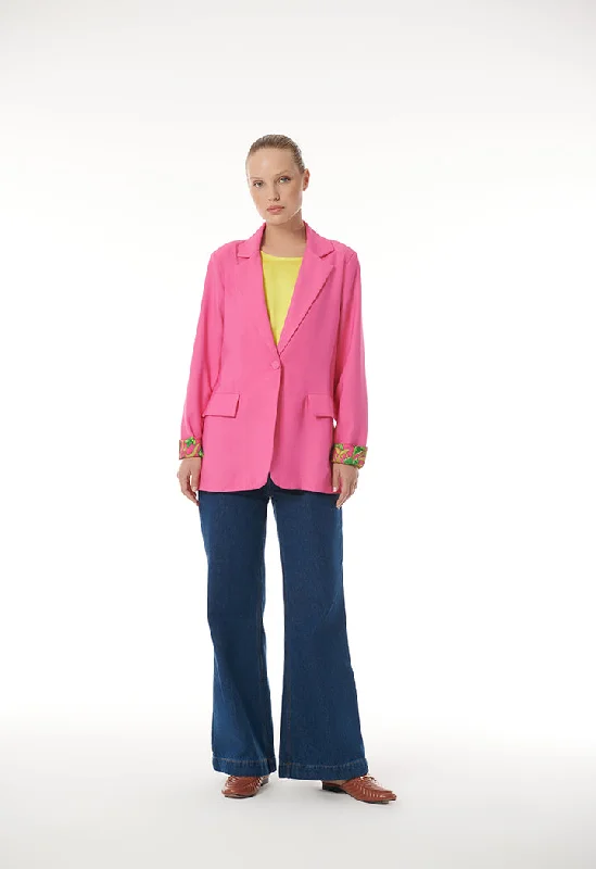 Only a Few Left – Order Now!Printed Hem Lapel Solid Blazer