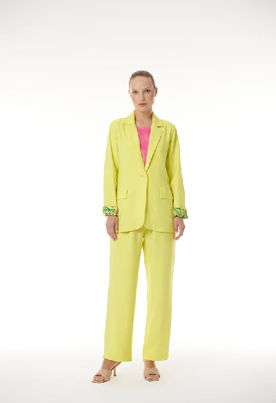 Massive Price Cuts!Printed Hem Lapel Solid Blazer