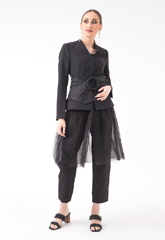 Seasonal Sale – Shop Now!Black Peplum V Neck Blazer