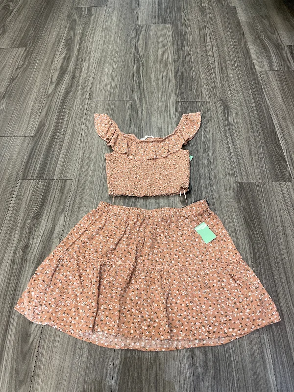 One Day Only – Huge Savings!Floral Print Skirt Set 2pc Pink Rose, Size S