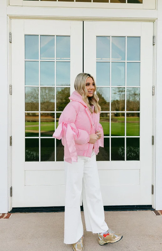Biggest Sale of the Season!Ribbons & Bows Puffer - Baby Pink