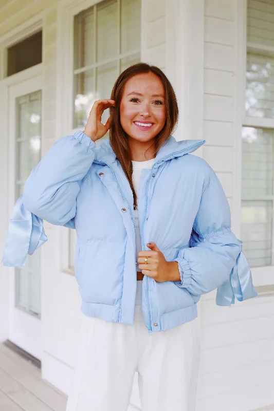 Limited Time Offer!Ribbons & Bows Puffer - Baby Blue