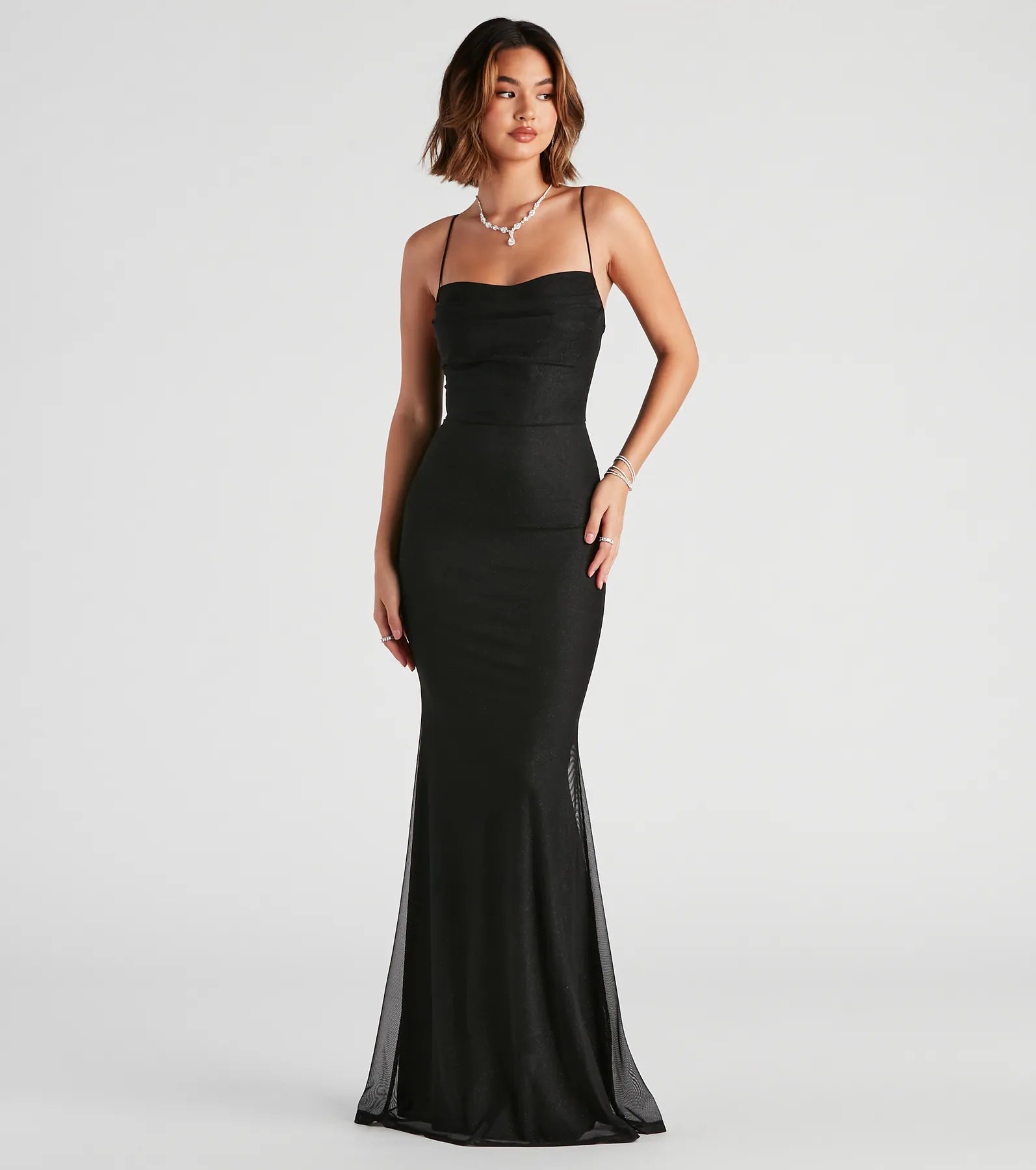 Buy More, Save More!Addison Glitter Mesh Formal Dress