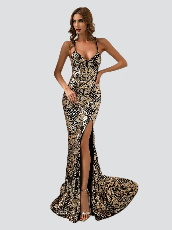 Buy More, Pay Less!Baroque Lace Up Back Sequins Maxi Prom Dress M01086