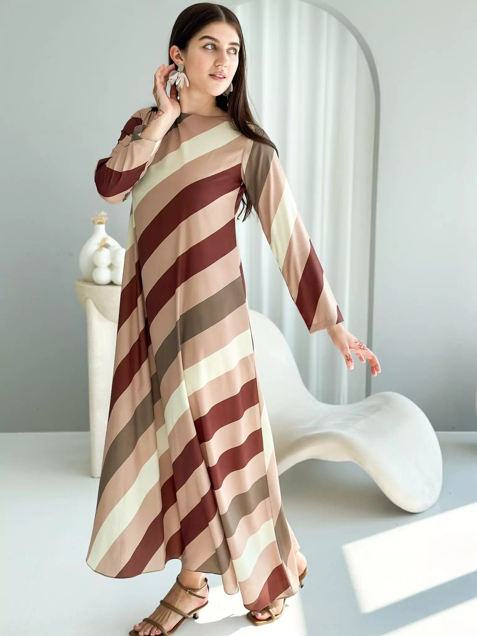 Buy One, Get One Free!Caffeine Stripes Long Dress