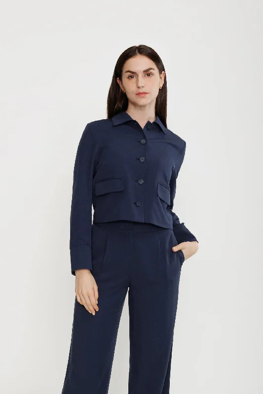 Shop the Hottest Deals!Cropped Tencel Jacket - Deepwater
