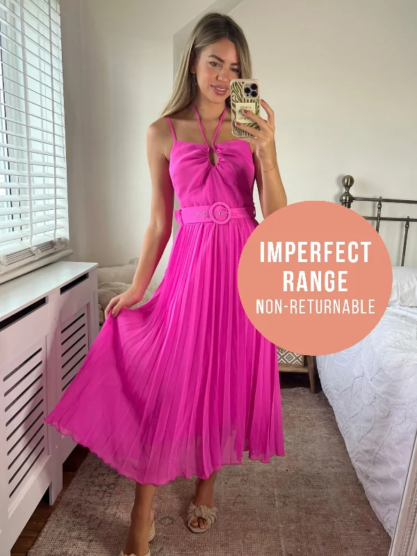 Savings You Can’t Ignore!IMPERFECT Darby Halter Pleated Dress / Pink