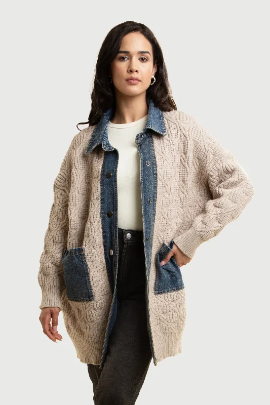 Best Price of the Season!Denim Collar Sweater Jacket