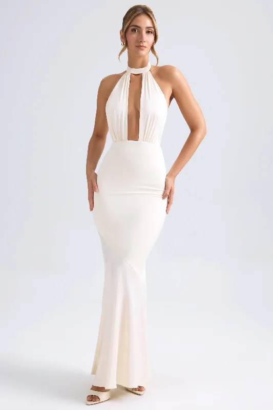 Hurry! While Supplies Last!Halterneck Fishtail Gown in Ivory
