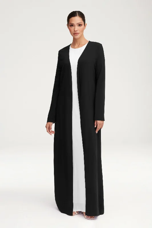 Shop More, Spend Less!Essential Woven Open Abaya - Black