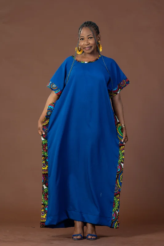 New Discounts Just Dropped!Ginika Maxi Dress | Blue and Ankara African Print