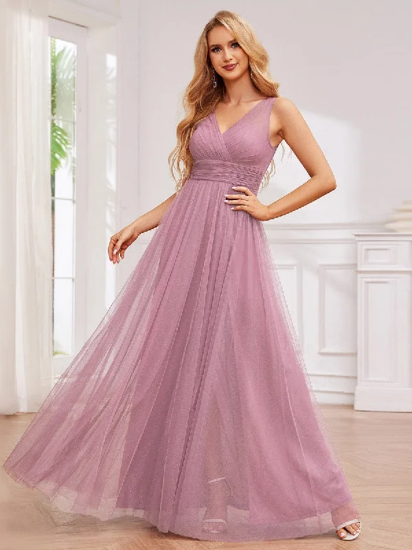 Get More for Less!Glittering High Slit Sleeveless Bridesmaid Dress with Empire Waist