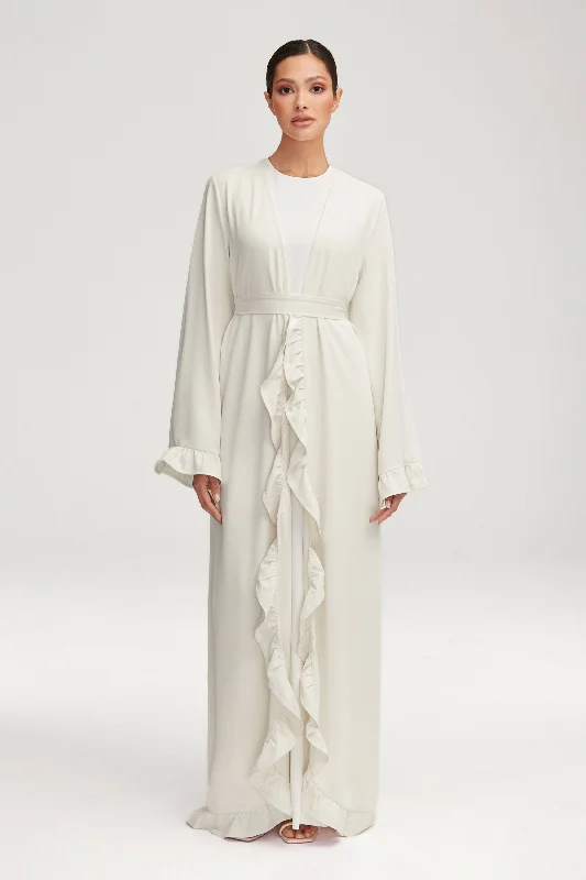 Best Deals Just for You!Mariam Ruffle Open Abaya - White
