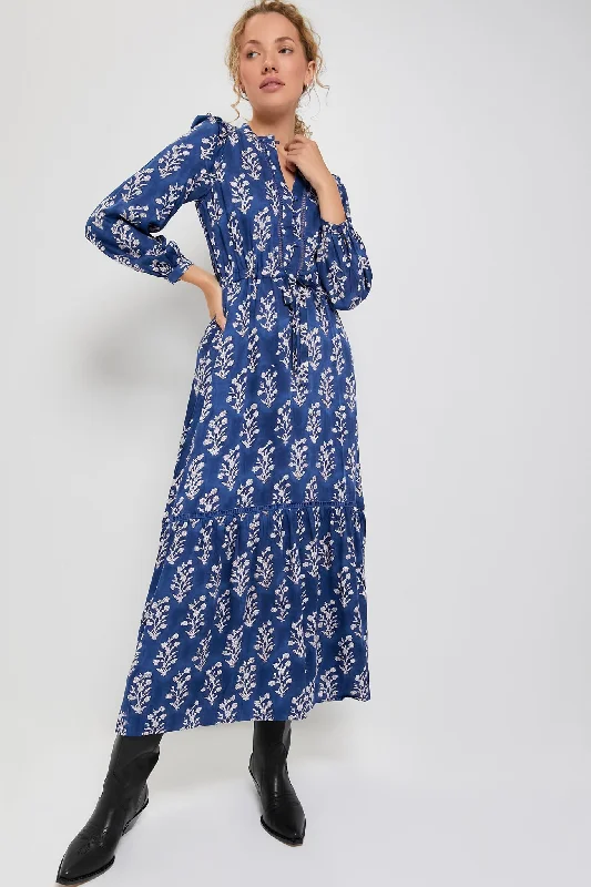 Best Price of the Season!Pressed Flowers Blue Silk Frances 4 Dress