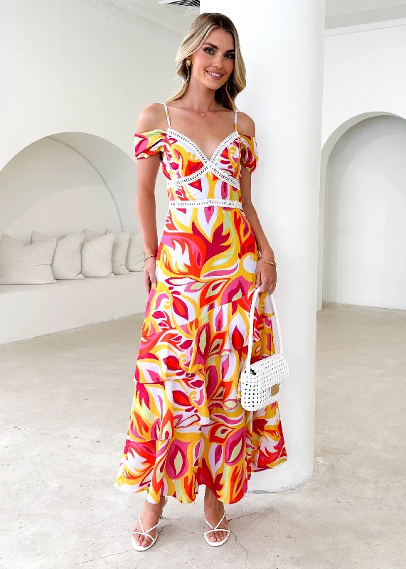 Shop Now and Save!Rebecca Maxi Dress - Lime Floral