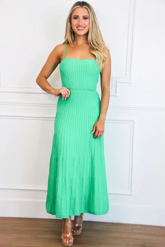 Get the Best for Less!Robbie Ribbed Square Neck Maxi Dress: Jade Green