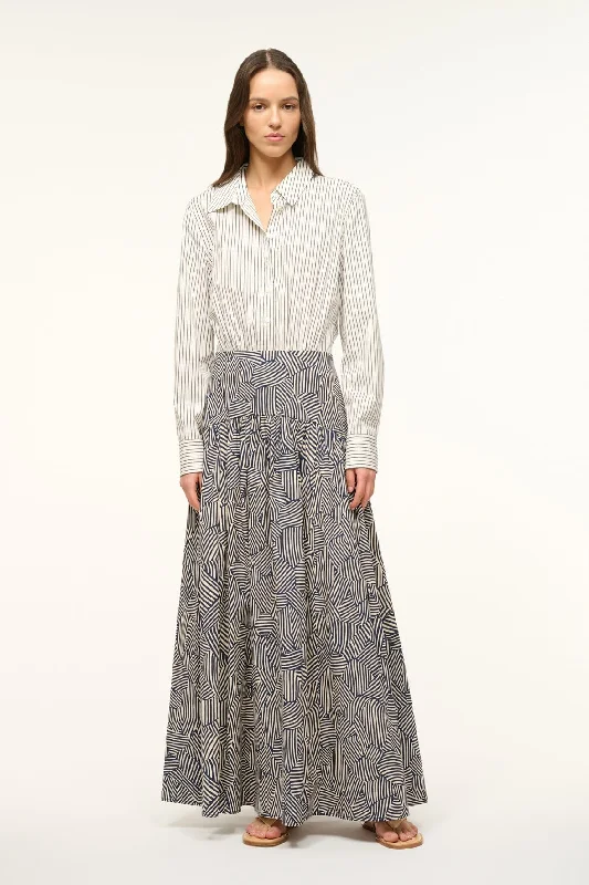 Must-Have Deals Inside!ROCCO DRESS | IVORY MICRO STRIPE NAVY MOSAIC