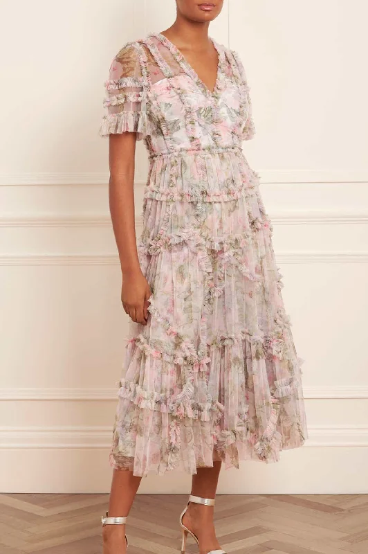 Instant Savings Await!Rose Powder Ruffle Ballerina Dress