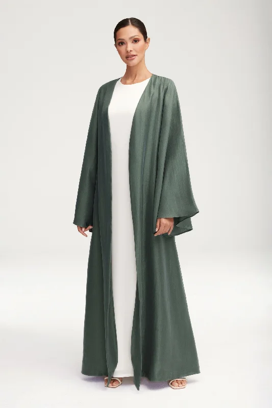 Limited-Time Price Drop!Seema Flare Sleeve Open Abaya - Dark Forest