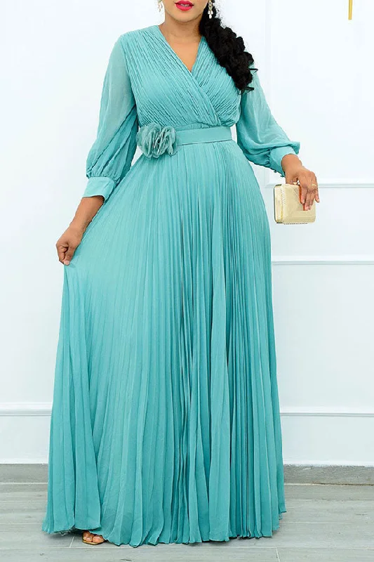 Your Discount is Waiting!Solid Color Pretty Pleated Swing Maxi Dress With Belt