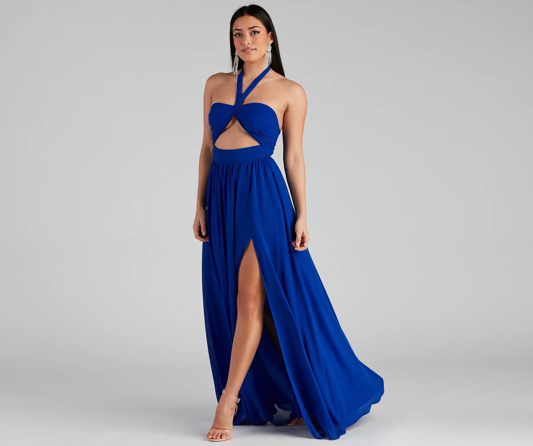 Save More When You Shop More!Sonia Formal Halter Cutout Chiffon Long Dress