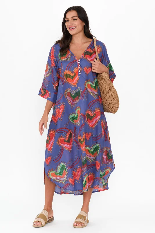 Time to Save Big!Stella Purple Heart Cotton Shirt Dress