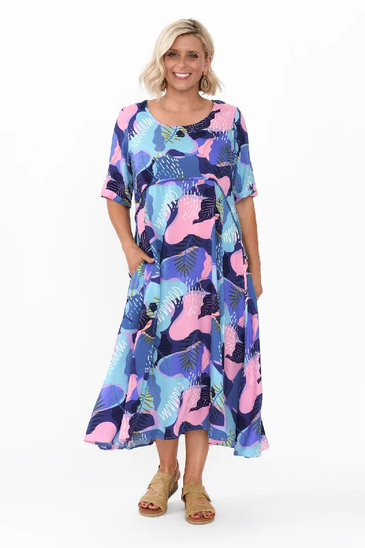 Shop Smart, Save Big!Sula Blue Leaf Pocket Dress