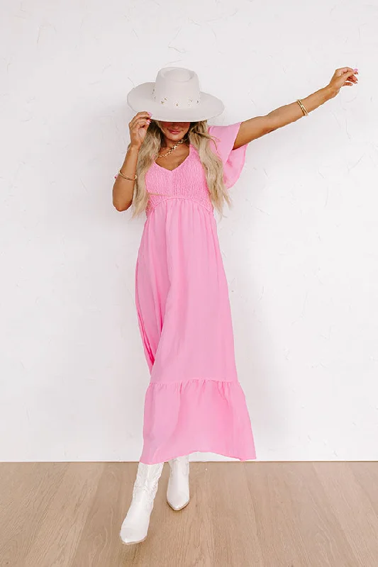 Your Shopping Wish, Our Discount Command!Sunny Smiles Smocked Maxi in Pink