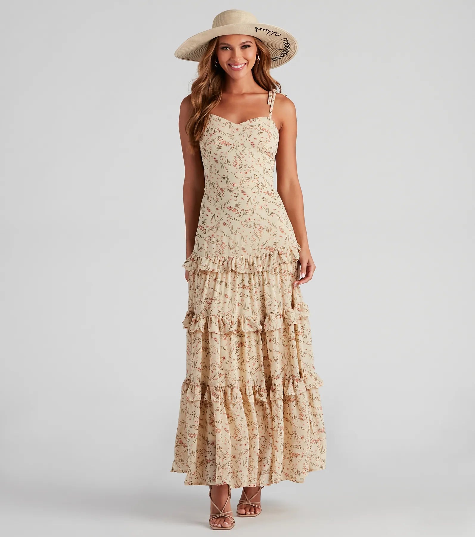 Exclusive Savings This Week!Swept Away Floral Ruffled Maxi Dress