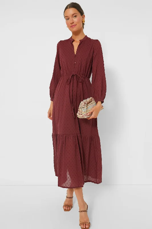 Best Price of the Season!Swiss Dots Burgundy Frances Dress 3