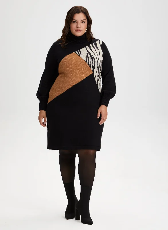Amazing Prices You Can’t Resist!Turtle Neck Sweater Dress