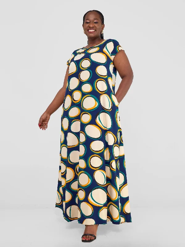 Your Dream Deal is Here!Basic Cap Sleeve Maxi Tent Dress - Taupe Polka Print