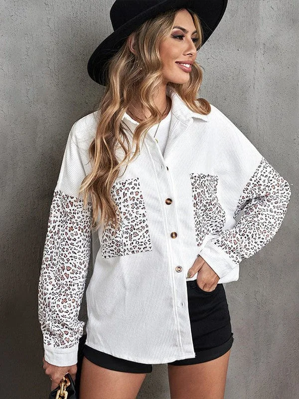 Grab Yours Before It’s Too Late!Leopard Print Corduroy Cardigan Jacket For Women With Pocket Grab Yours Before It’s Too Late!Leopard Print Corduroy Cardigan Jacket For Women With Pocket