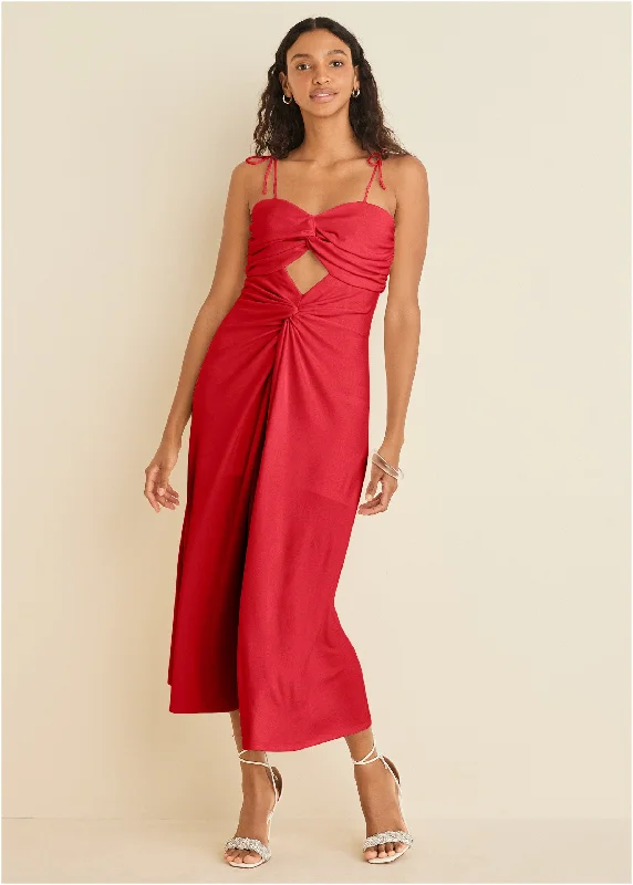 Special Discounts Inside!Ruched Cutout Maxi Dress - Red