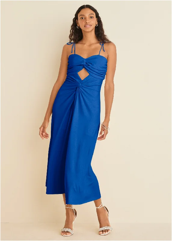 Your Best Deals Are Here!Ruched Cutout Maxi Dress - Blue