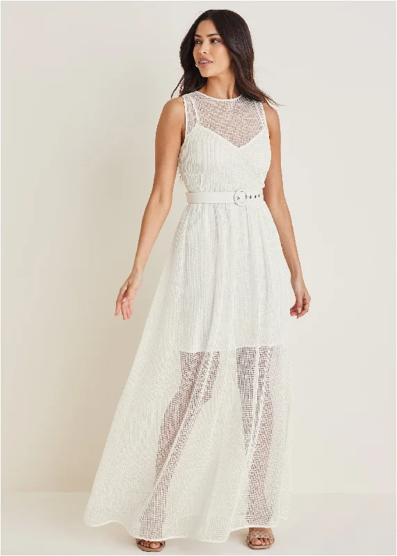 Save More When You Shop More!Diamond Lace Maxi Dress - Off White