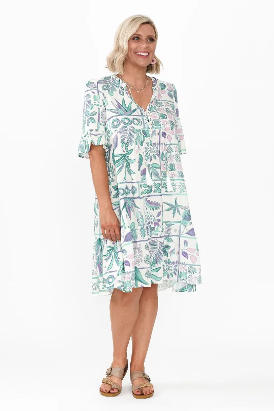 Your Shopping Wish, Our Discount Command!Zorita White Tropical Frill Sleeve Dress